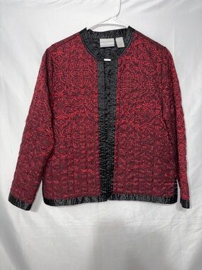 Alfred Dunner Red and Black Quilted Floral Jacket